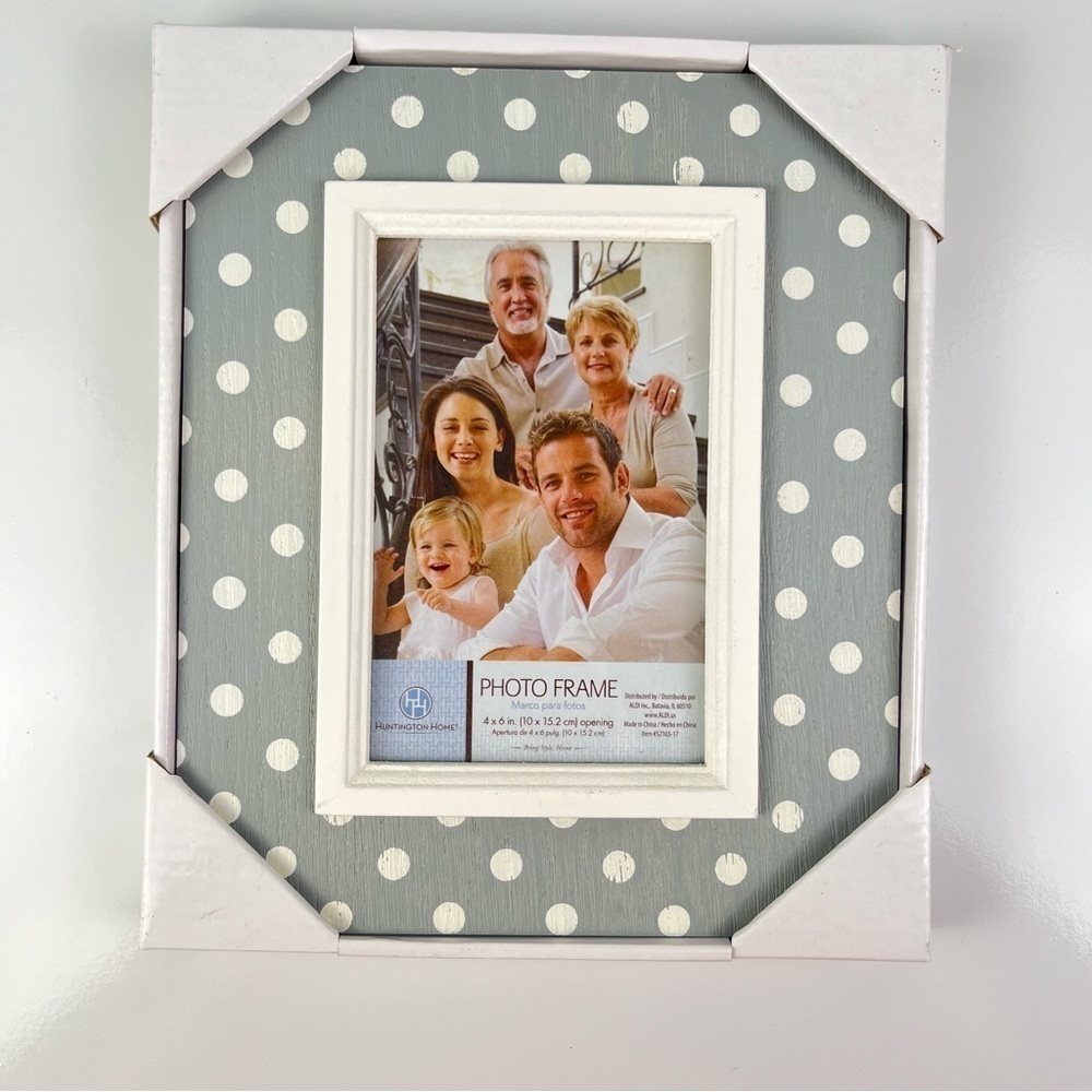 Huntington Home Gray White Polka Dot Picture Frame 4x6 NIB